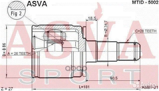 Шрус внутренний левый 26x34.7x28 mitsubishi PAJ
