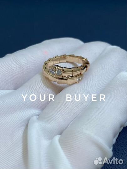 Кольцо bvlgari serpenti с бриллиантами