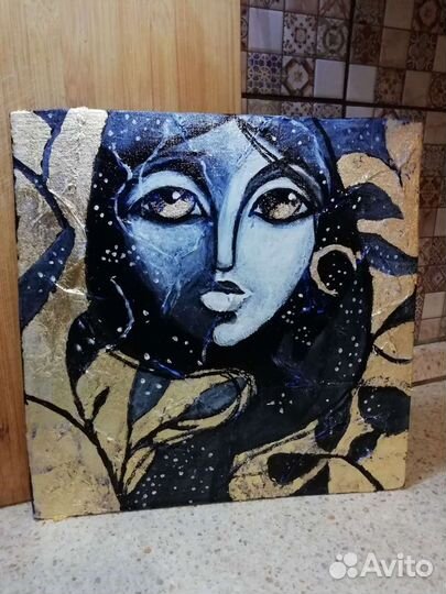 Картина текстурная акрил на холсте. Паталь. 25x25