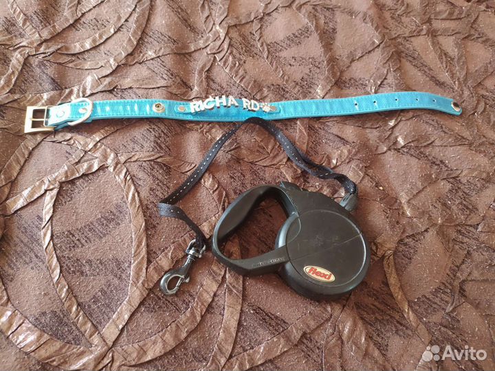 Поводок рулетка для собак 4,5 м, ошейник