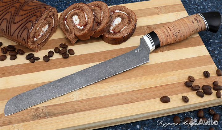 Поварской нож № 15 сталь К340 береста черный граб