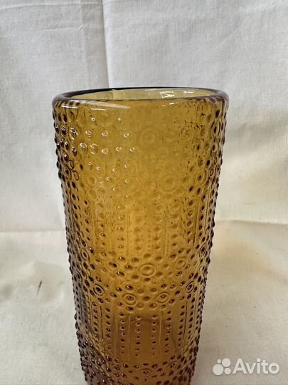 Ваза богемсконе янтарное стекло СССР винтаж