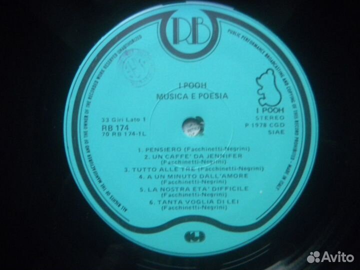 I Pooh /Musica E Poesia Italy. RB 1978 год LP EX++