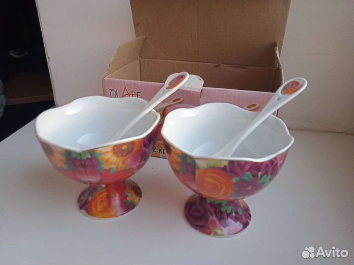 Набор 2 креманки с ложками