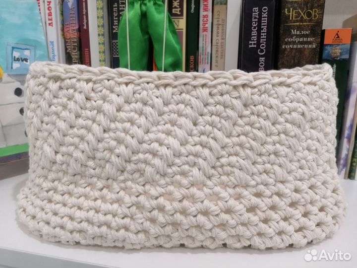 Вязаная корзинка хлопок 30 на 15 на 13,5