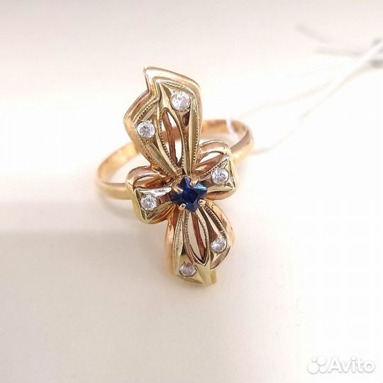 Кольцо / размер 18,5 / 3,51г / Золото585 / фианиты квадрат