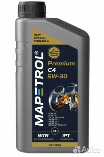Масло моторное mapetrol Premium C4 5W30, 1л MAP0029