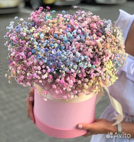 Коробки из Радужной Гипсофилы. Доставка/Самовывоз