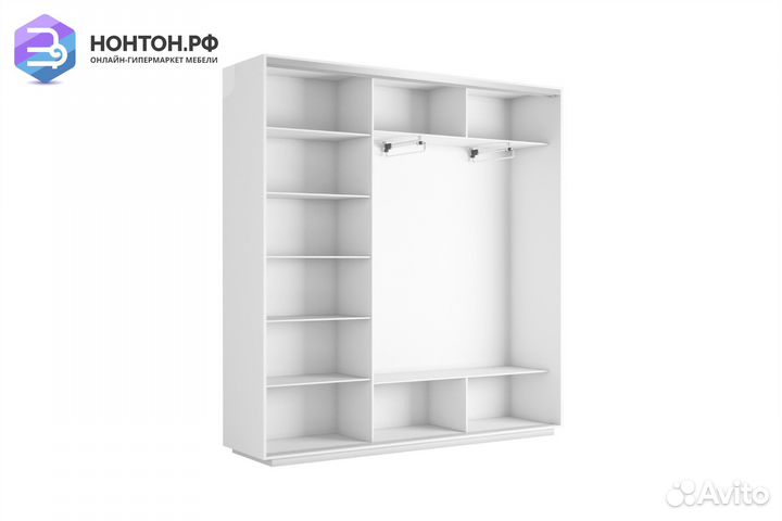 Шкаф-купе 3-х дверный с зеркалом Экспресс 45 белый