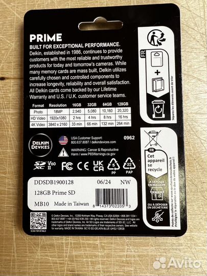 Delkin Devices Prime sdxc 128GB UHS-II V60