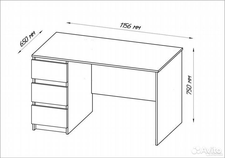 Стол IKEA kullen 3 ящика