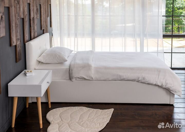 Кровать с матрасом 90х200 белая Роза