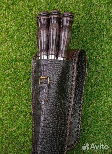 Подарочный набор шампуров в кожаном чехле