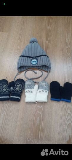 Шапка зимняя 50-52 + варежки