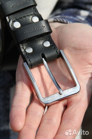 Мужской ремень из кожи буйвола