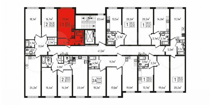Квартира-студия, 27,7 м², 1/9 эт.