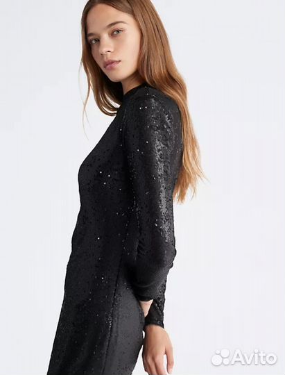 Платье Calvin Klein Sequin Mini, черный