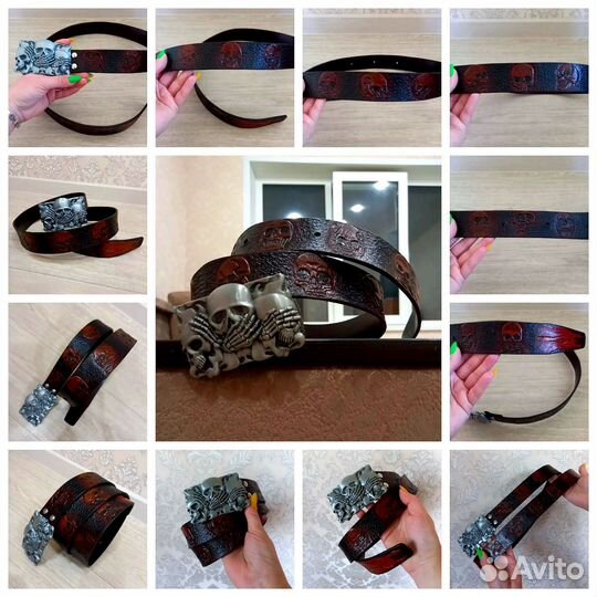 Байкерский ремень из кожи ручной работы