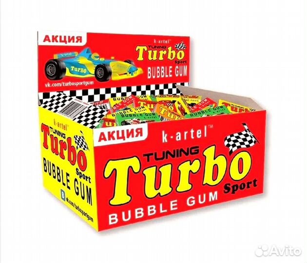 Жевательная резинка Турбо блок 100 штук