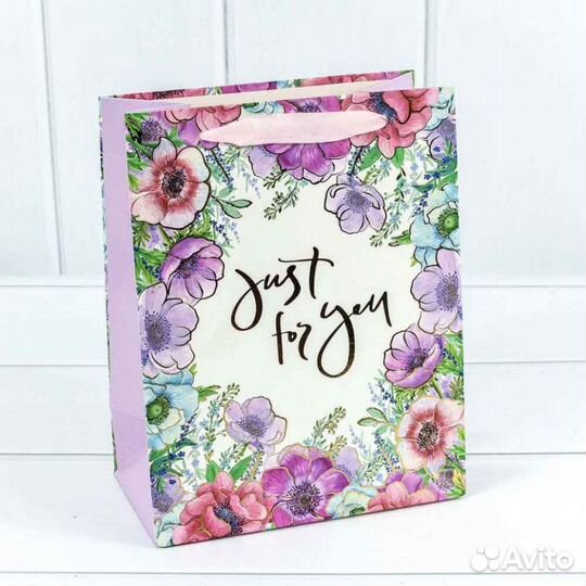 Подарочный пакет Цветы 26*32*13 см