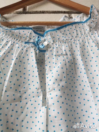 Винтажная ночнушка в синие сердечки в р. 42/44