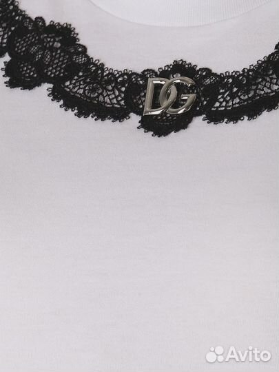 Футболка хлопковая с кружевом Dolce & Gabbana