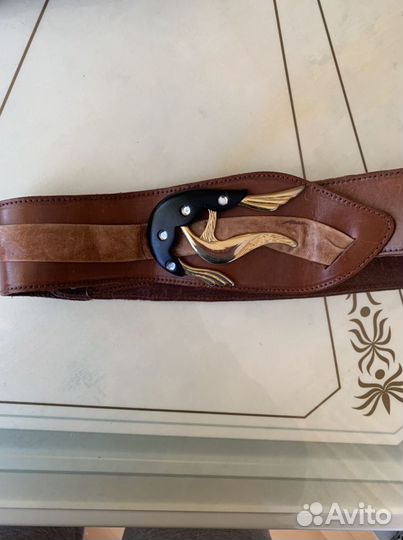 Пояс кожаный 2 шт./металлический со стразами