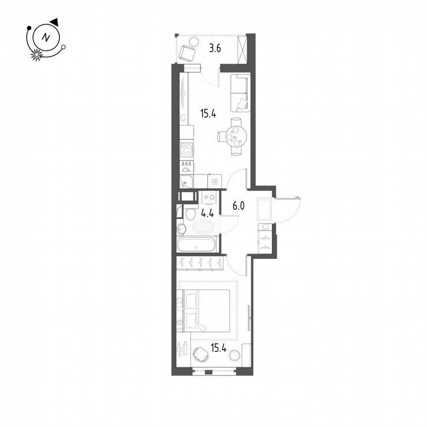 1-к. квартира, 43 м², 12/12 эт.
