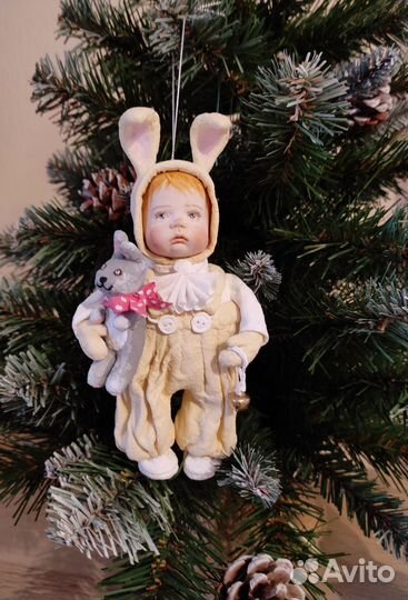 Ватная елочная игрушка ручная работа