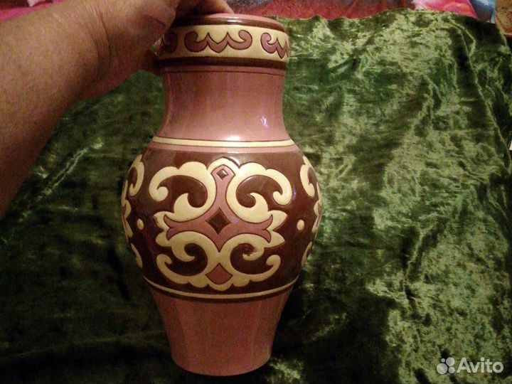 Ваза для цветов глина СССР с орнаментом
