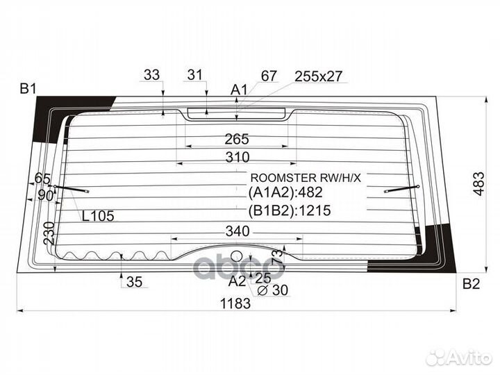 Стекло заднее с обогревом skoda roomster 06-15