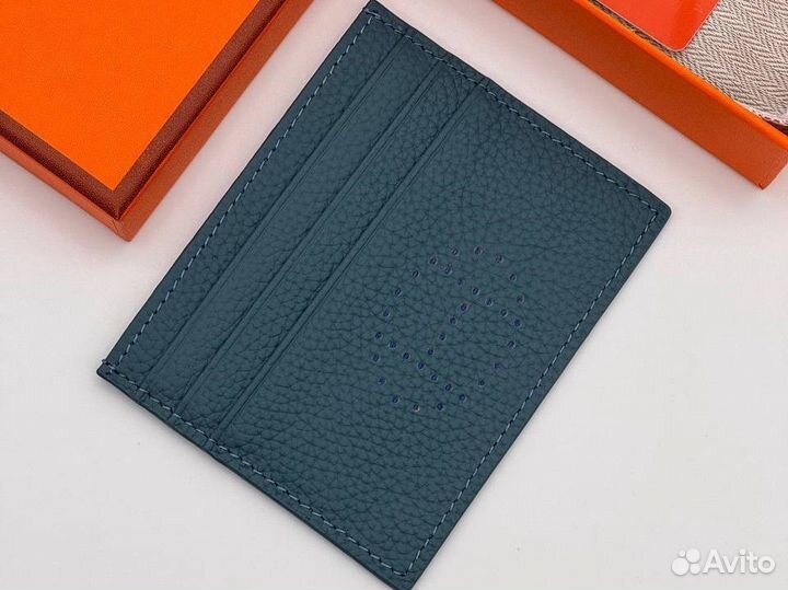 Картхолдер hermes из кожи (10/8 см)