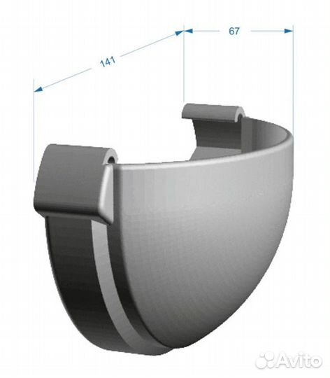 Заглушка желоба пластиковая d140 мм пломбир RAL 90