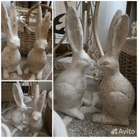 Кролики зайцы 2 шт (пара) статуэтки Б/у