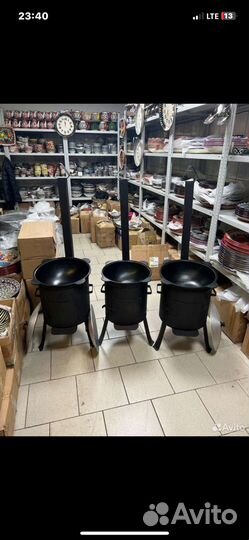 Казан с печкой чугунный 16 литров 10 л обожженый