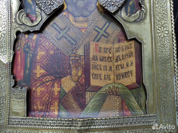 Старинная икона св Николай Чудотворец