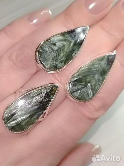 Серафинит, серебряный комплект