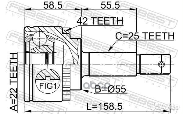 ШРУС наружный 22X55X25 nissan almera N16 00- 02