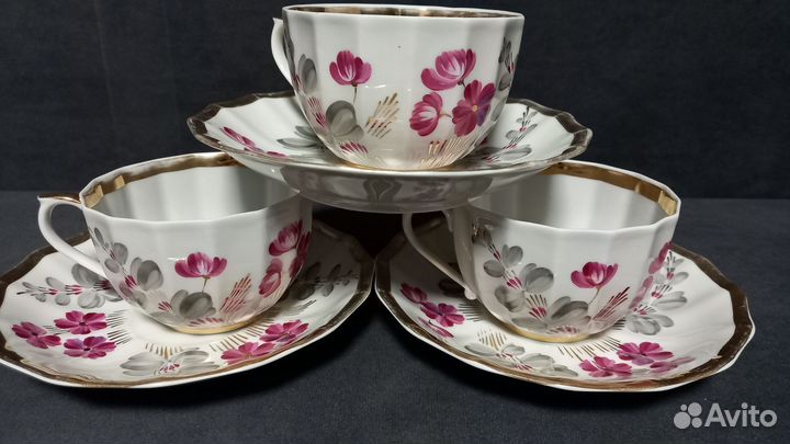 Кофейные, чайные пары вербилки, Рига фарфор СССР