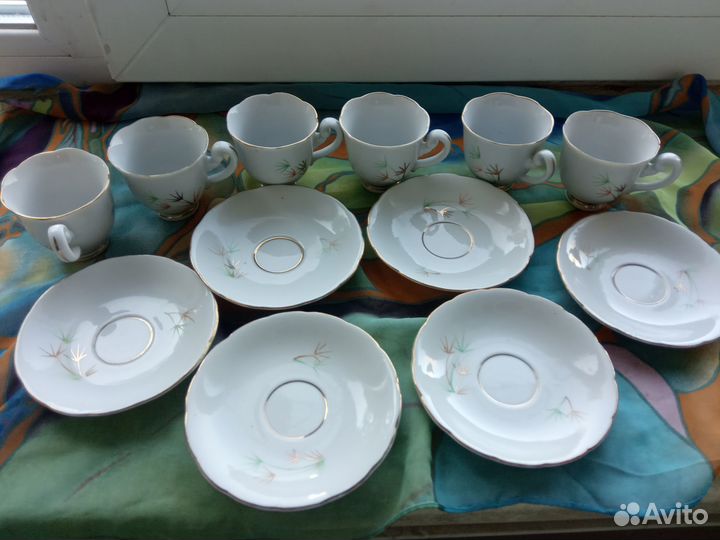 Кофейные чашки фарфоровые Корея идеал сост 6 пар