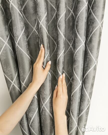 Шторы жаккард Леман Стальной готовые и на заказ