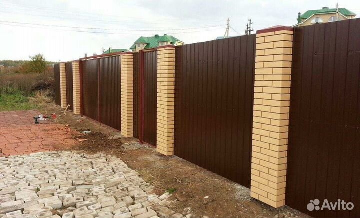 Забор из профнастила 20 м с воротами 4м, калиткой