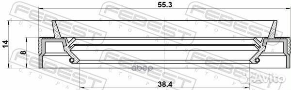 Сальник привода 38.4x55.3x8x14 febest 95JES-405