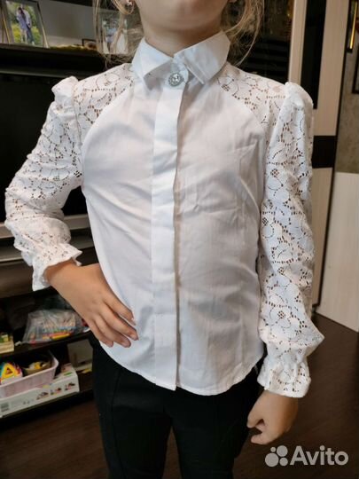 Блузка школьная белая для девочек 122