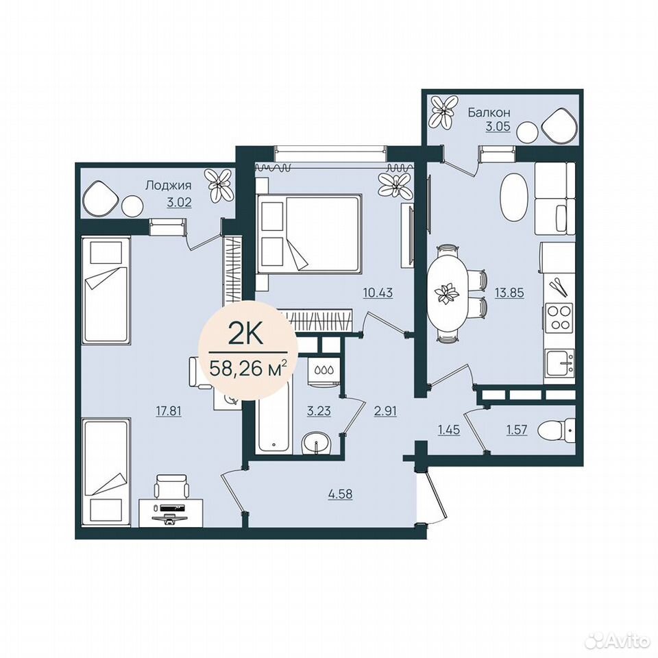2-к. квартира, 58,3 м², 5/12 эт., Херсон
