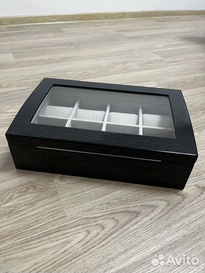 Шкатулка для наручных часов со стеклом black-2