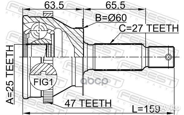 Шрус наружный 25x60x27 (hyundai sonata (EF) 200