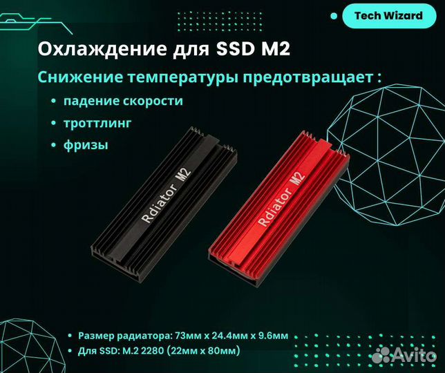Радиатор для SSD M2 с термопрокладками