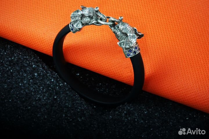 Браслет со Слонами, индийские от гарнитура, каучук