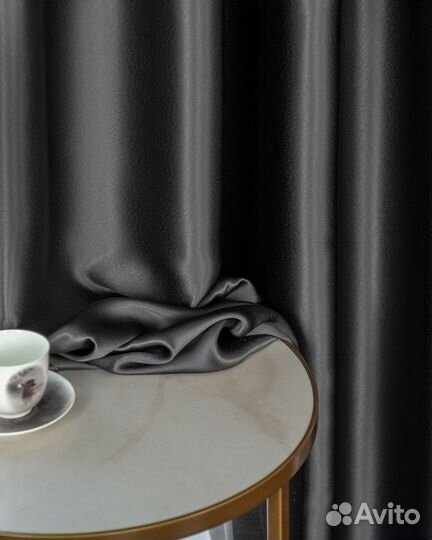 Комплект портьеры глянцевые Аврора Графит шторы